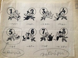 8 kis eredeti karikatúra rajz a Szabad Száj c. lapnak     28 x 21 cm