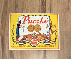 József Puczkó Gyula butcher art deco cardboard advertising sign