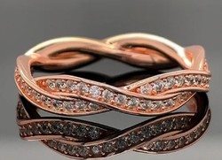 Csodaszép fontott 14 k rose aranyozott  ezüst /925/ gyűrű 56 méret !--új