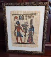 Egyiptomi papirusz kép, gyönyörű keretben