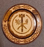 Carved wooden bowl with a forest pattern, wall decoration