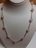 Old retro necklace made of rose quartz beads in good condition