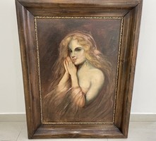 Bihari Zoltán női akt portré festmény olajkép