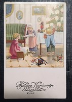 Régi karácsonyi képeslap - Ebner - litho
