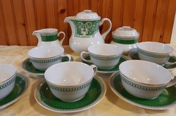 Hollóházi tea set - 6-person porcelain tea set with Tokaj pattern decor