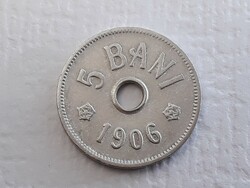 Romania 5 bani 1906 coin - Romanian 5 bani 1906 foreign coin