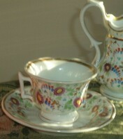 Antique giesshubel / gießhübel hand painted cartilage. Cup and saucer - 1800s - art&decoration