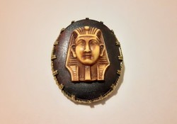 Older plastic Egyptian head brooch, pin