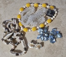 Egy csomag retro ékszer ásványokkal, akvamarin, kagyló, ékszercsomag régi