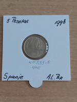 Spanish 5 pesetas 1998 albr, in paper case