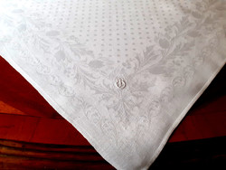 Monogram damask napkin, tablecloth. 64 X64 cm