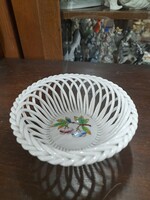 Herend Eton, victorian pattern woven openwork basket offering bowl.