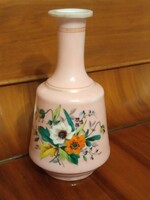 Antique milk glass vase with hand painted enamel