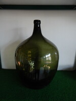 Green glass large wine bottle, height, 48 cm.