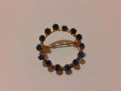 Gold-colored, small blue stone brooch, pin