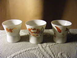 3 porcelain sake glasses with magnifying erotic images on the bottom