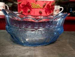 Large blue glass bowl / table vase