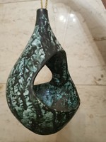 Zöld, retro függőkaspó, kaspó, váza, 26 cm x 16 cm