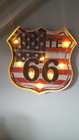 Route 66 inscription, metal plate illuminated wall decoration, decoration