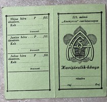 Cserkészcaapat No. 221 blank monthly contributions book