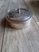 Csodaszép régi ezüstözött ékszertartó doboz (6,5x12,7 cm)