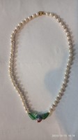Női gyöngysor, valódi gyöngyökből készült régi nyaklánc kis gyöngyökkel