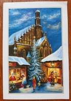 Christmas card postal clean greeting card greeting card postcard with church pattern