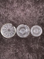 Thick-walled, solid crystal ashtrays with a diameter of 16, 16 and 12.5 cm
