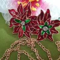 Brooch, pin bny06 - fire enamel stone flower pendant with necklace 63x43mm