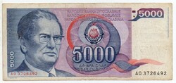 Jugoszlávia 5000 jugoszláv Dinár, 1985