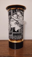 Immaculate Saxon Endre Hólloháza gilded porcelain vase