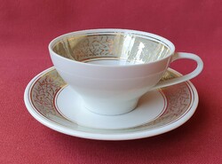 Német porcelán teás kávés csésze csészealj tányér arany mintával
