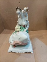 Herend porcelain statue, lady in spring puttos, 25 cm.