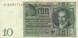 10 Reichsmark 1929 Germany watermark tulip