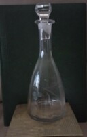 Antik öntött csiszolt üveg kiöntő butélia boros likőrös kínáló szervírozó karaffa  0,5 l + üvegdugó