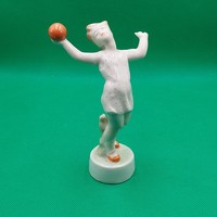 Lőrincz István Zsolnay figurine of a little girl with a ball