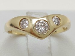 303T. Brilliant Marked 0.3Ct 14k Gold 2.63G Victory Ring, Snow White with Flawless Stones