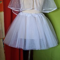 Wedding asz58 - white 40cm long frilly tulle skirt - prom wedding carnival