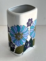 Retro, vintage Hólloháza porcelain floral vase with floral pattern