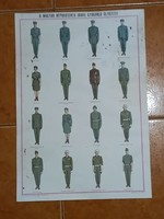 Training uniforms of the Hungarian People's Army (military). Educational poster from 1979! 50X35 cm.