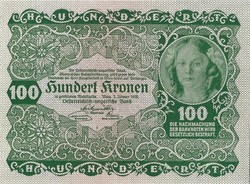 2 x 100 korona kronen 1922 Ausztria 3. UNC sorszámkövető