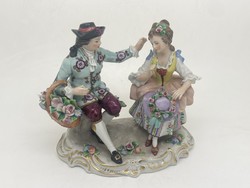 Antique German sitzendorf courting couple porcelain figures 14cm