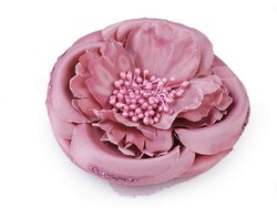 Wedding bcs05 - brooch, brooch, hair clip - powder-colored satin flower, rose approx. 11 cm
