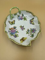 Herend viktória patterned leaf-shaped offering bowl