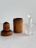 Régi, antik, ritka  "The Crown Perfumery Company London" viktoriánus parfümös üveg fa védőtokban