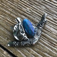 Régi ausztrál koalás fém bross nagy valódi opál kővel díszítve