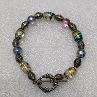 Metal glass decorative t lock bracelet 19cm