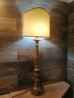 Barokk stílusú, aranyozott fa asztali lámpa 86 cm.