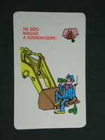 Kártyanaptár, OKISZ munkavédelmi felügyelet, balesetmegelőzés, grafikai rajzos, humoros, 1980,   (4)