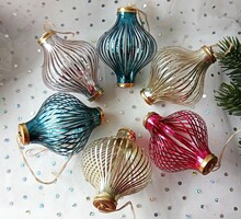Lauscha laminate and glass stick Christmas tree decoration 6 pcs together 6-7 cm